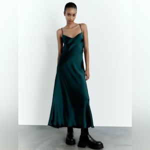 Zara Satin Dress - Green